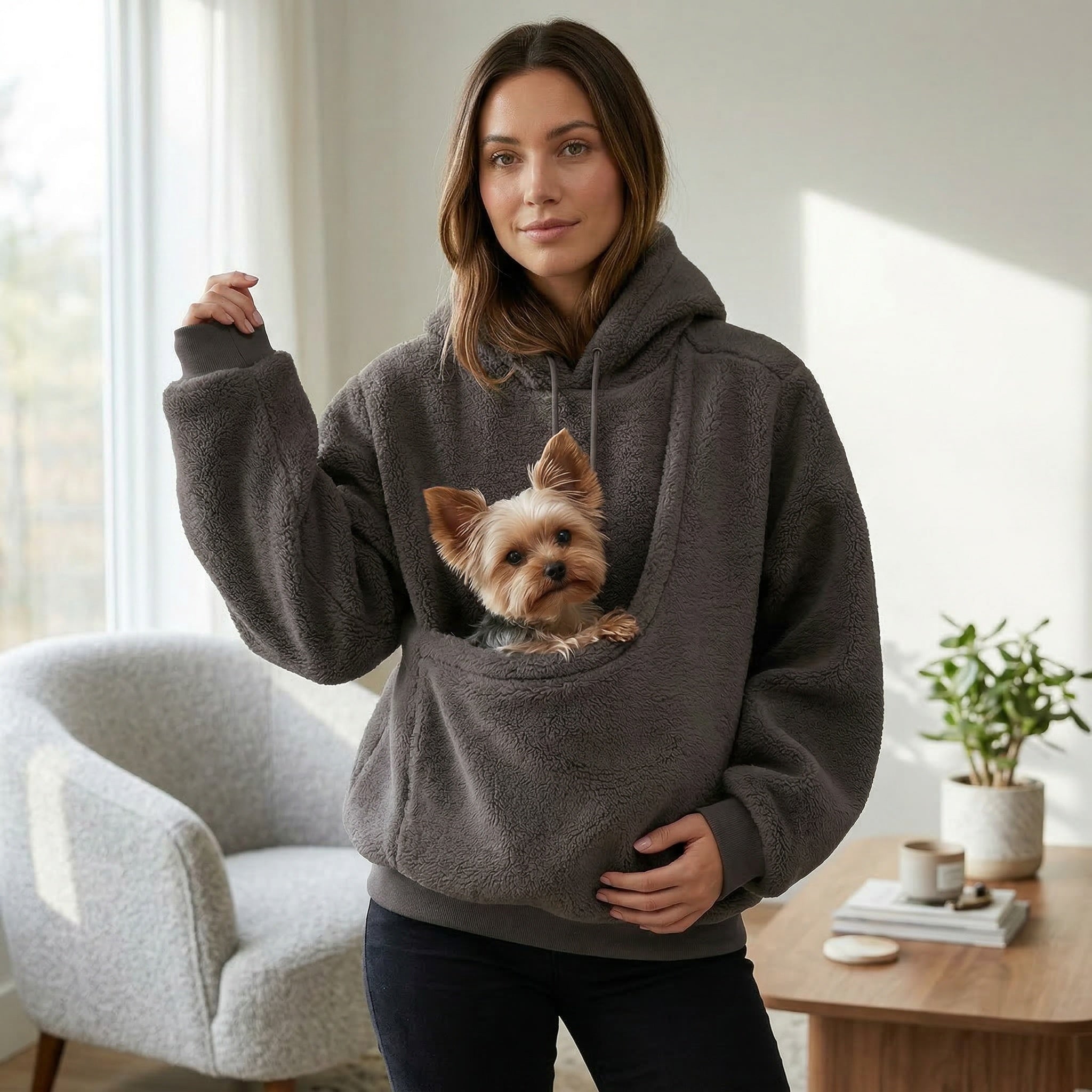 Cozy Plush Pet Carrier Hoodie | Unisex Fleece Hoodie