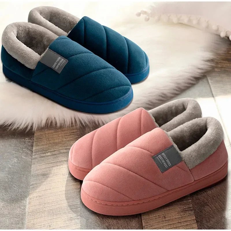 Couples Winter Plush Slippers – Warm Furry Indoor Non - Slip House Shoes - Merry & Cosy
