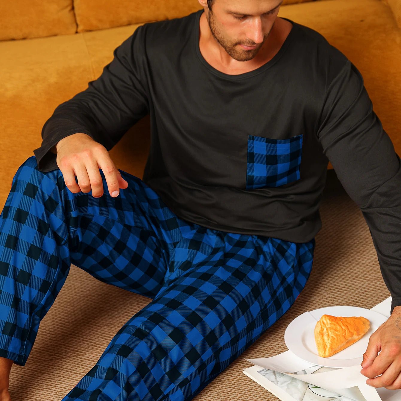 Cozy Checked Men’s Pyjamas – Thick Winter Sleepwear Set - Merry & Cosy