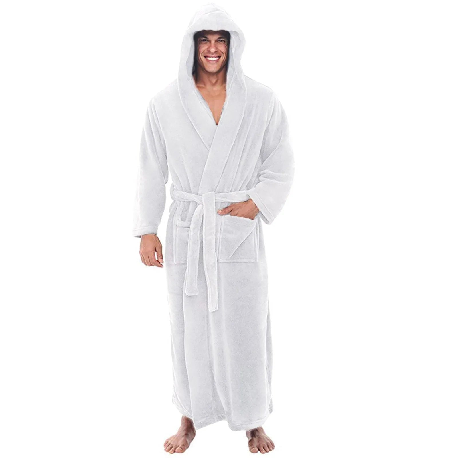 Cozy Plush Men’s Hooded Bathrobe – Long Winter Lounge Robe - Merry & Cosy