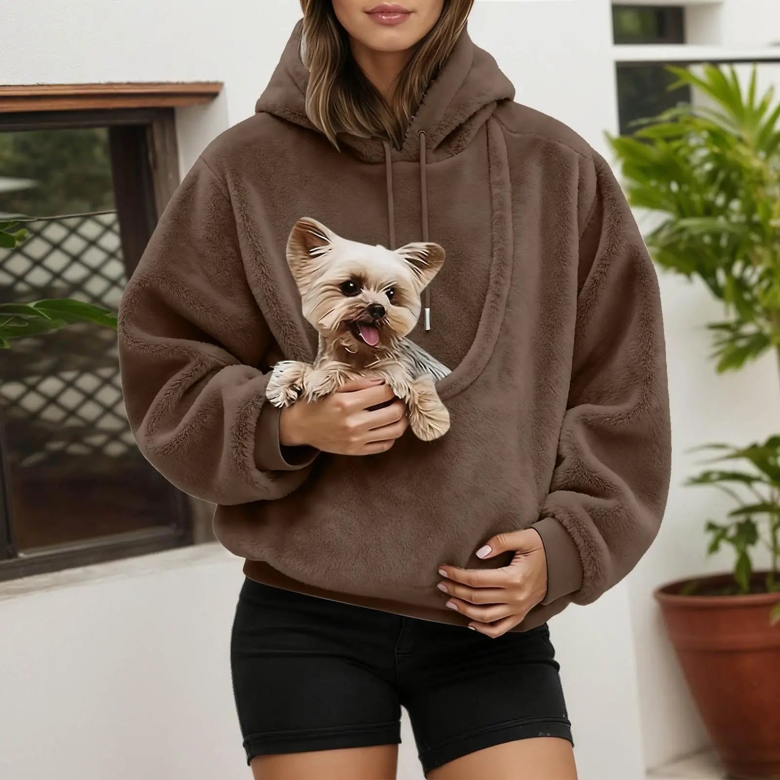 Cozy Plush Pet Carrier Hoodie – Unisex Fleece Loungewear Sweatshirt - Merry & Cosy