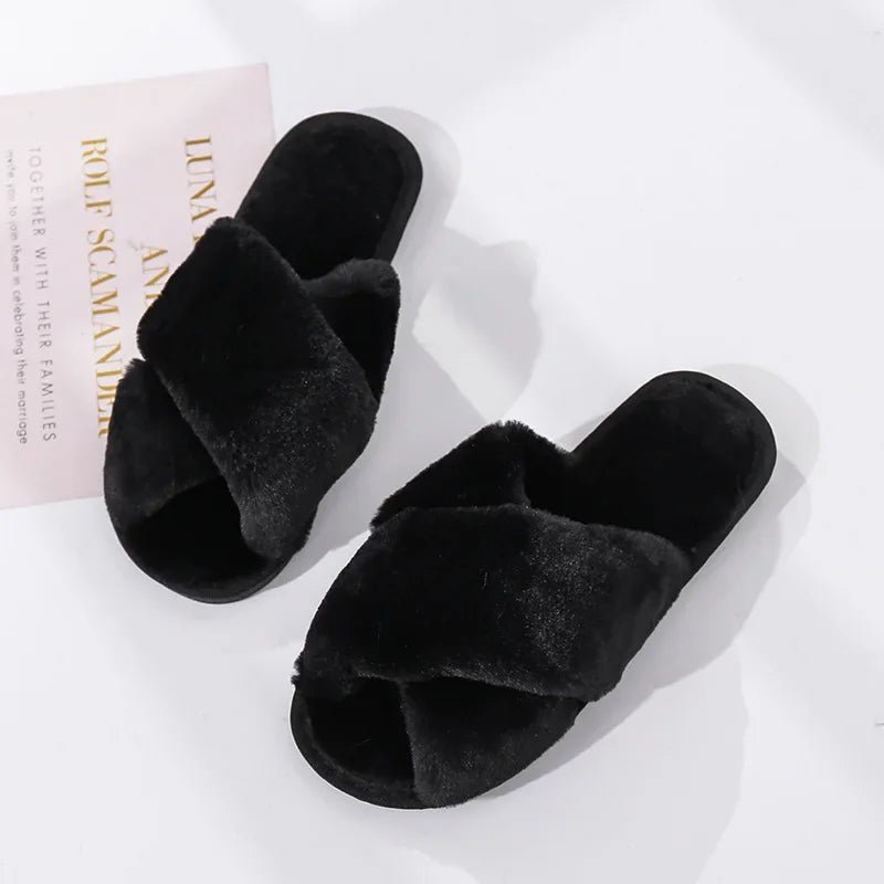 Cozy Plush Women’s Faux Fur Slippers – Winter Indoor Comfort Slides - Merry & Cosy