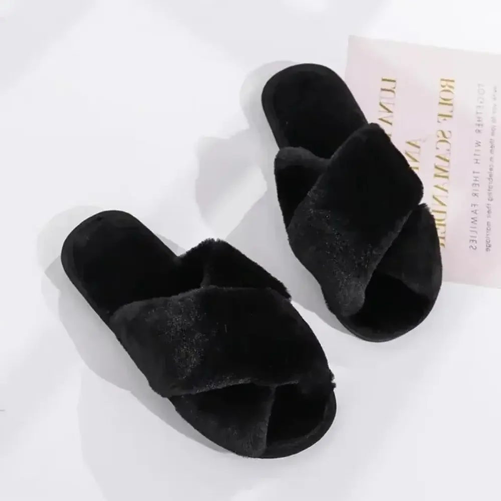 Cozy Plush Women’s Faux Fur Slippers – Winter Indoor Comfort Slides - Merry & Cosy