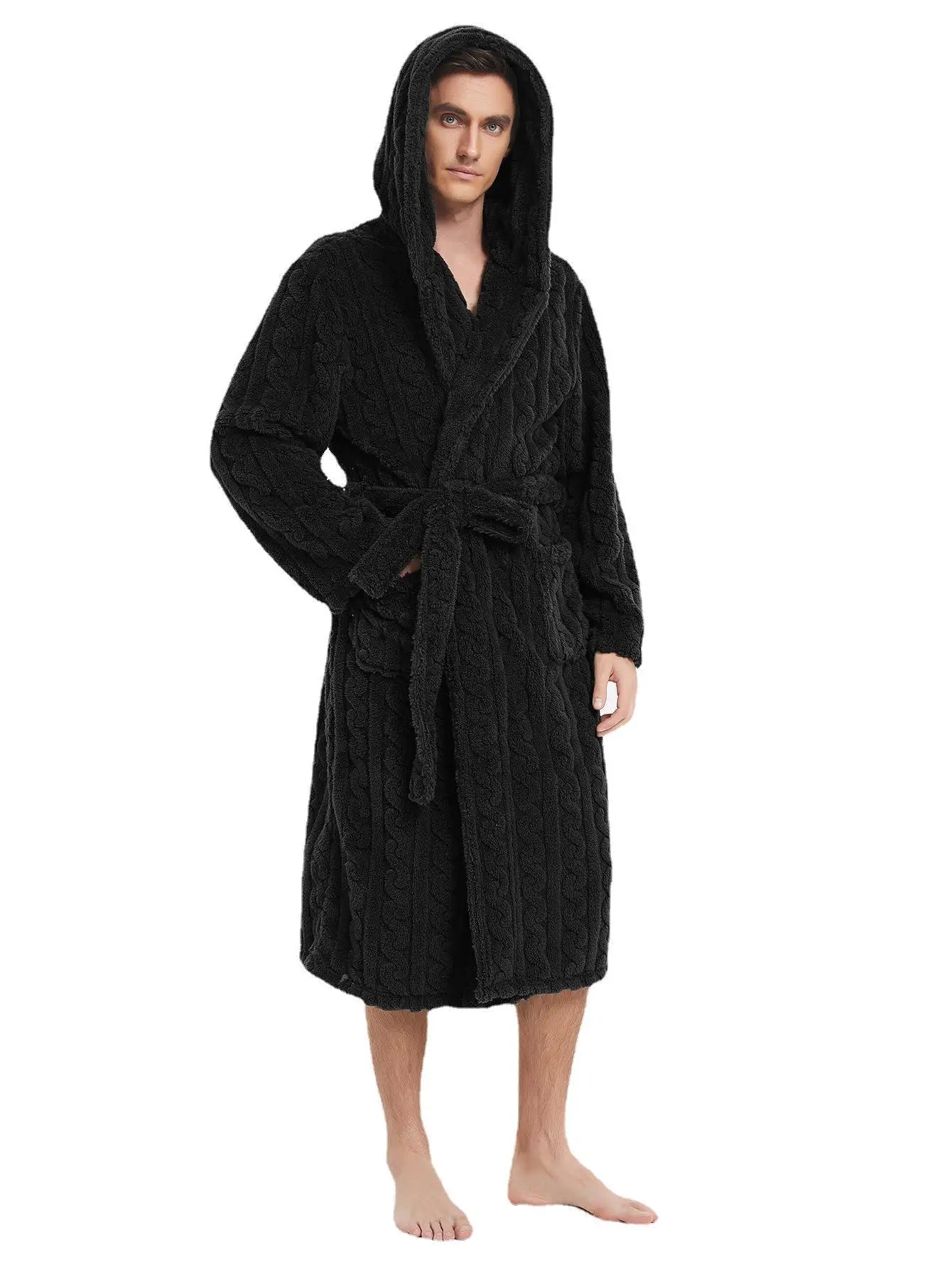 Men’s Hooded Fleece Dressing Gown - Merry & Cosy
