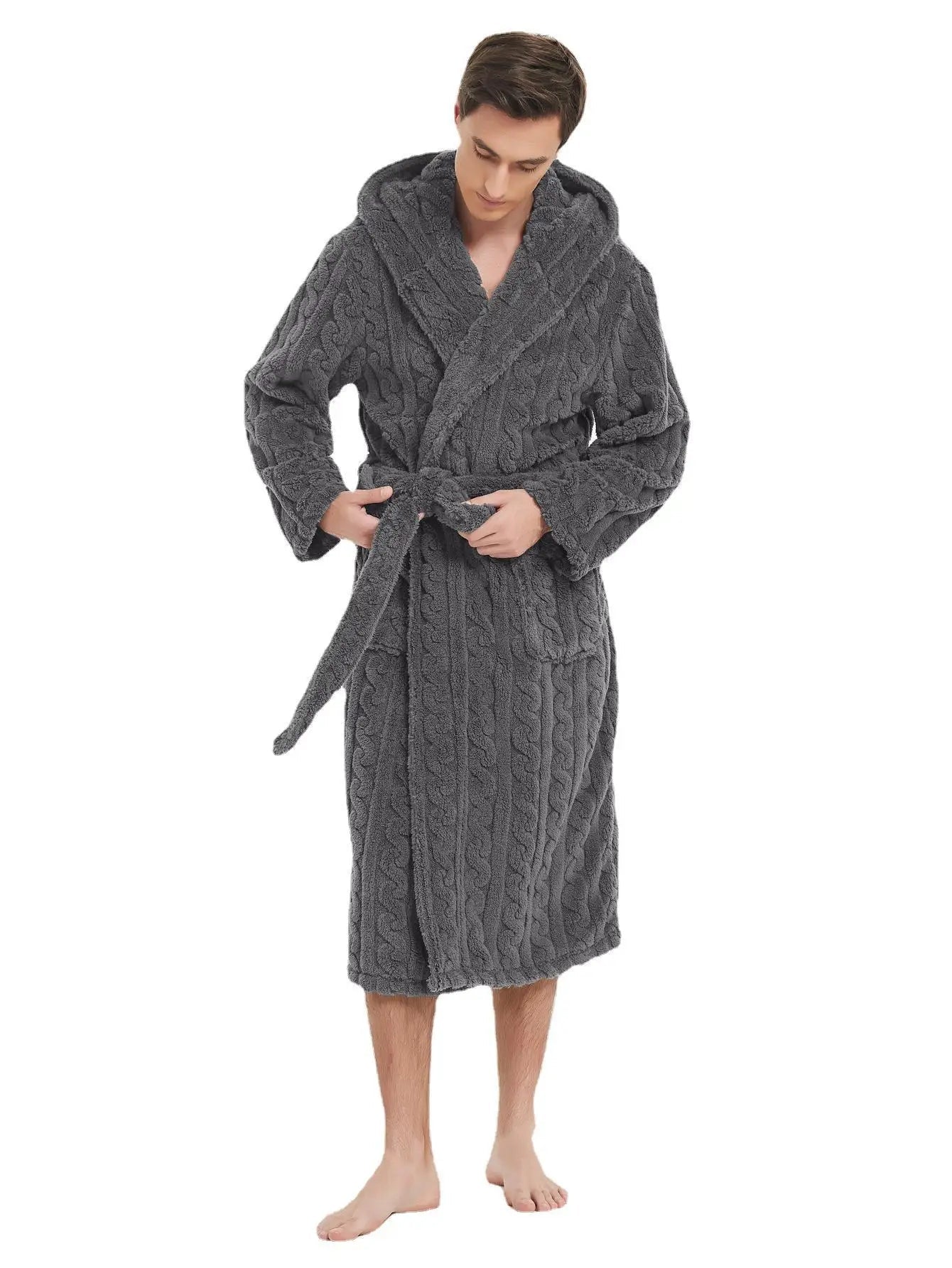 Men’s Hooded Fleece Dressing Gown - Merry & Cosy