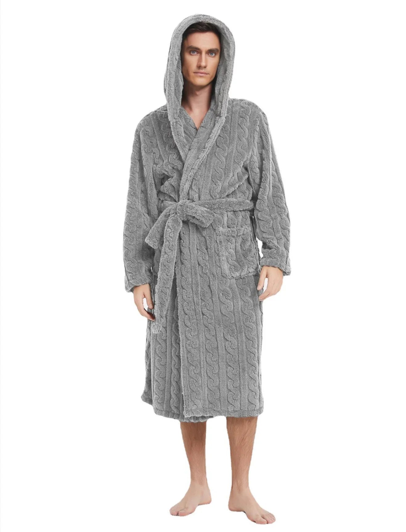Men’s Hooded Fleece Dressing Gown - Merry & Cosy