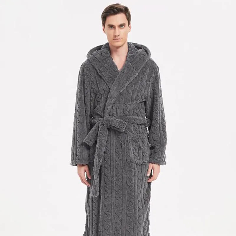 Men’s Hooded Fleece Dressing Gown - Merry & Cosy