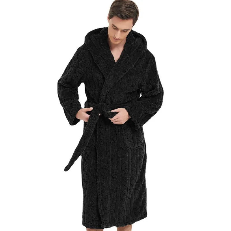 Men’s Hooded Fleece Dressing Gown - Merry & Cosy