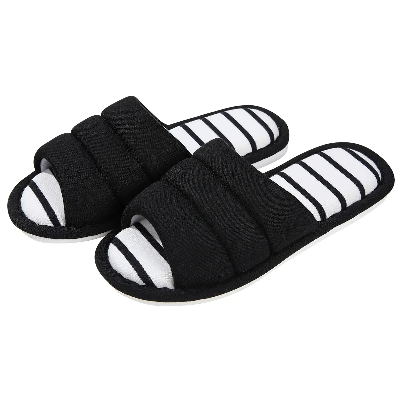 Open - Toe Memory Foam Slippers – Soft Indoor Cotton Slides for Women & Men - Merry & Cosy