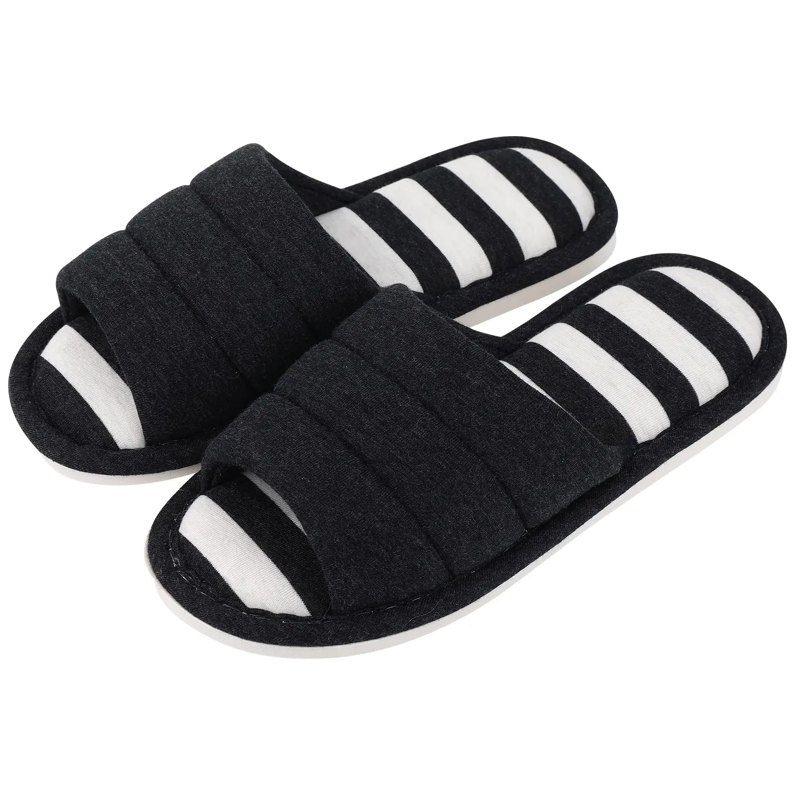 Open - Toe Memory Foam Slippers – Soft Indoor Cotton Slides for Women & Men - Merry & Cosy