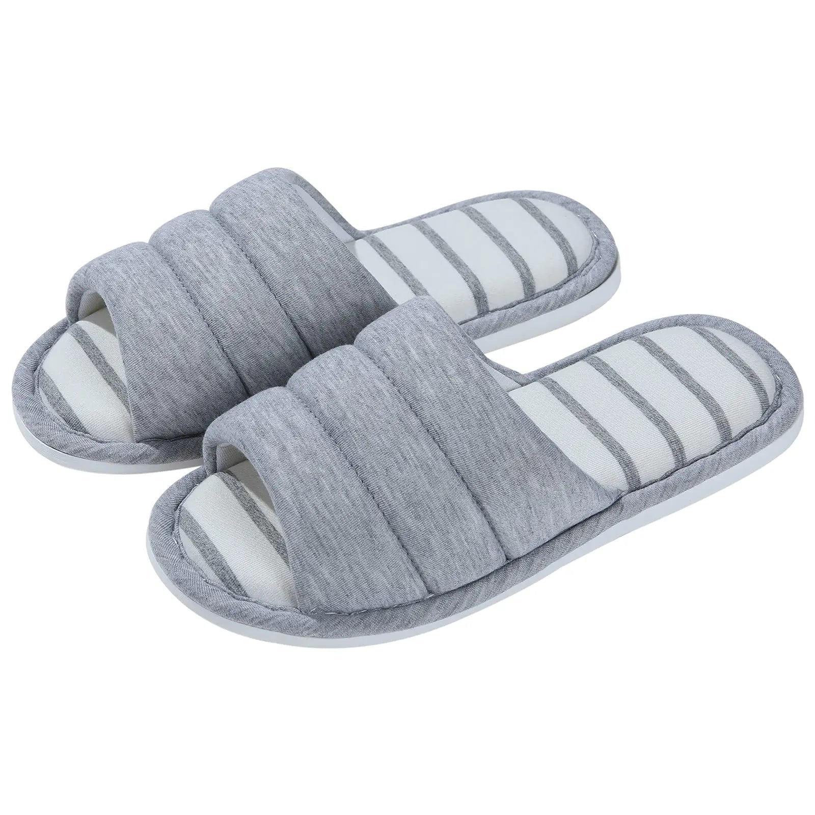 Open - Toe Memory Foam Slippers – Soft Indoor Cotton Slides for Women & Men - Merry & Cosy