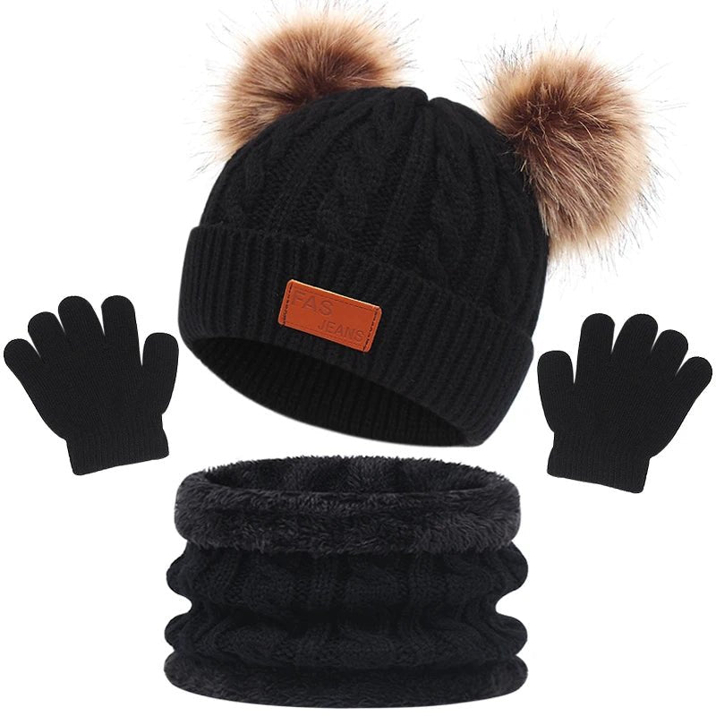 Warm Baby Winter Accessory Set – Furry Hat, Scarf & Mittens - Merry & Cosy