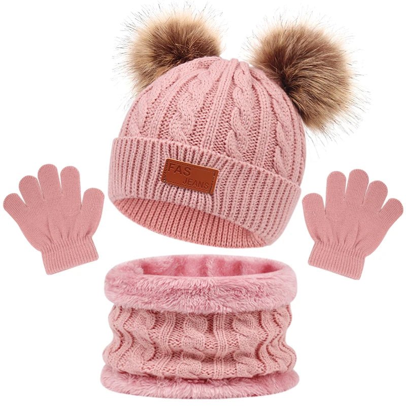 Warm Baby Winter Accessory Set – Furry Hat, Scarf & Mittens - Merry & Cosy
