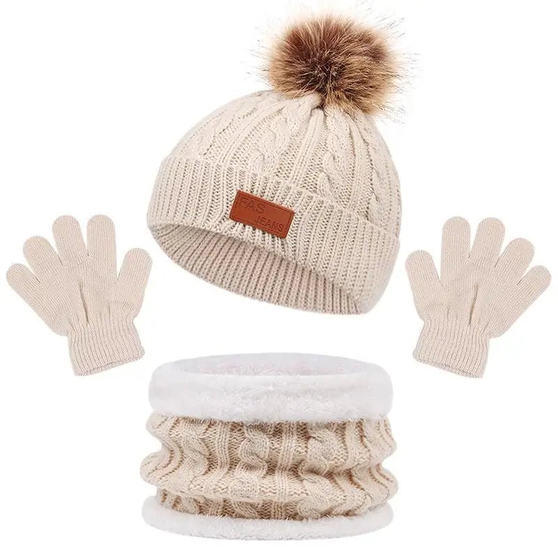 Warm Baby Winter Accessory Set – Furry Hat, Scarf & Mittens - Merry & Cosy
