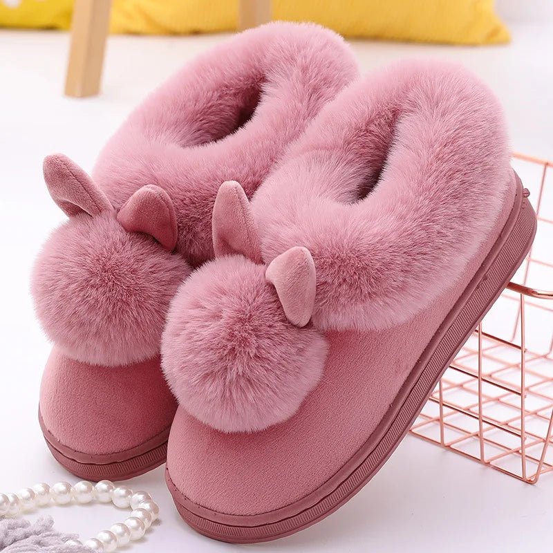 Warm Fuzzy Fluffy Slippers for Women – Winter Plush Indoor Non - Slip Home Shoes - Merry & Cosy