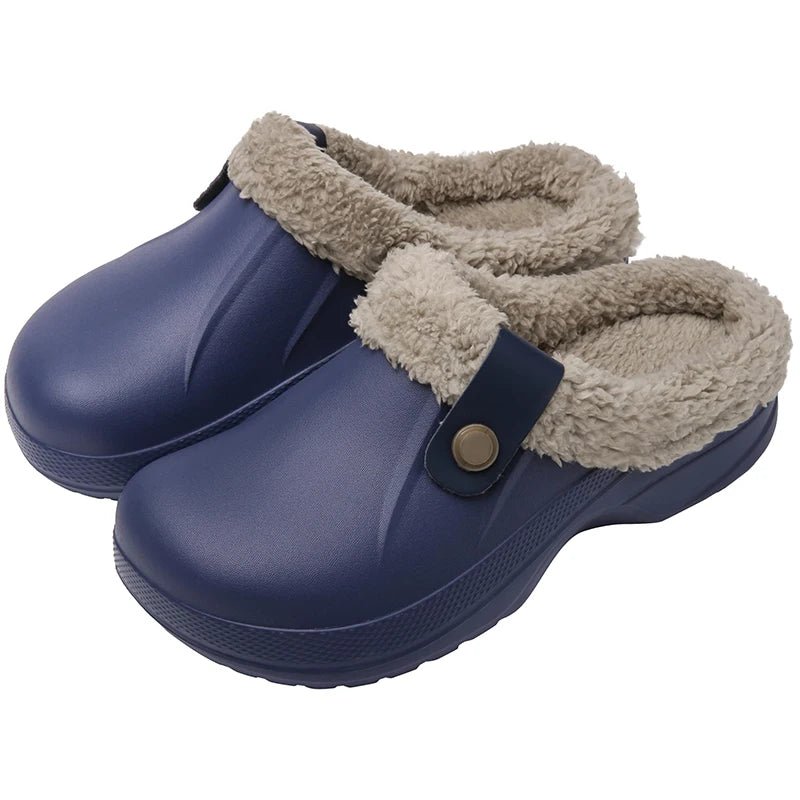 Waterproof Fur - Lined Slippers for Men & Women - Anti - Slip Indoor & Outdoor Winter Clogs - Merry & Cosy