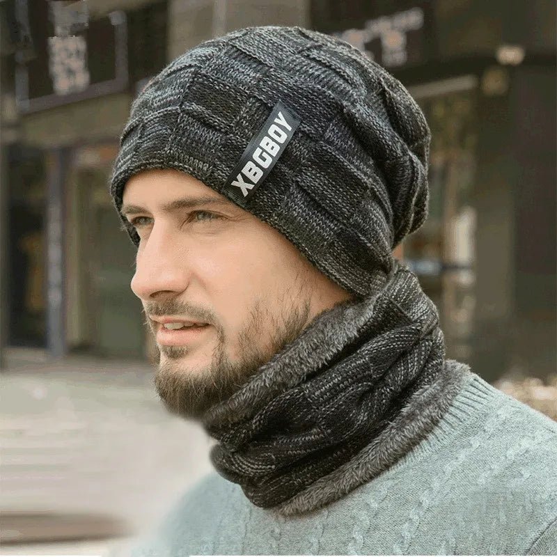 Winter Fleece - Lined Beanie Hat & Scarf Set – Unisex Warm Knitted Pullover Hat - Merry & Cosy