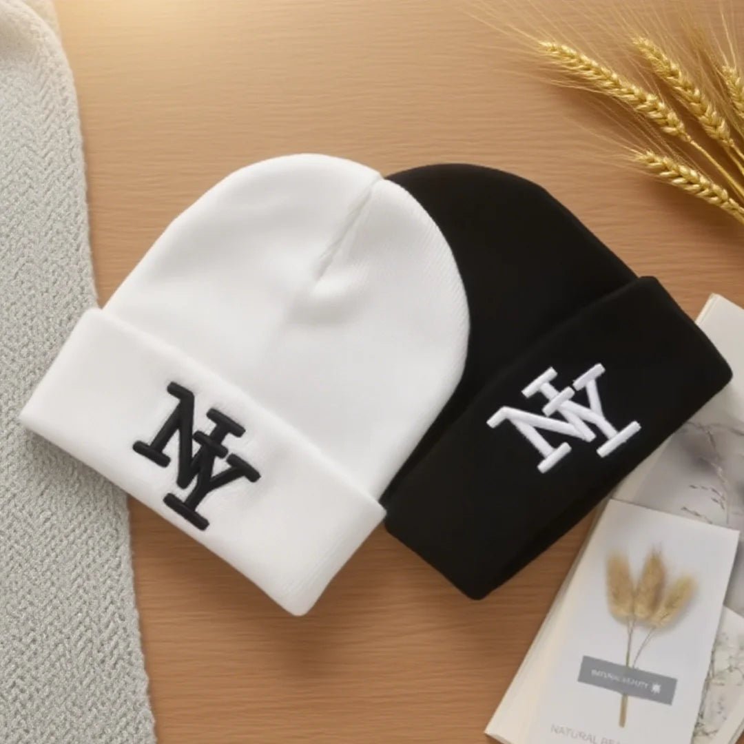 Winter Knitted Beanie Hat – 3D Embroidered Warm Beanie for Men & Women (1PC / 2PCS) - Merry & Cosy