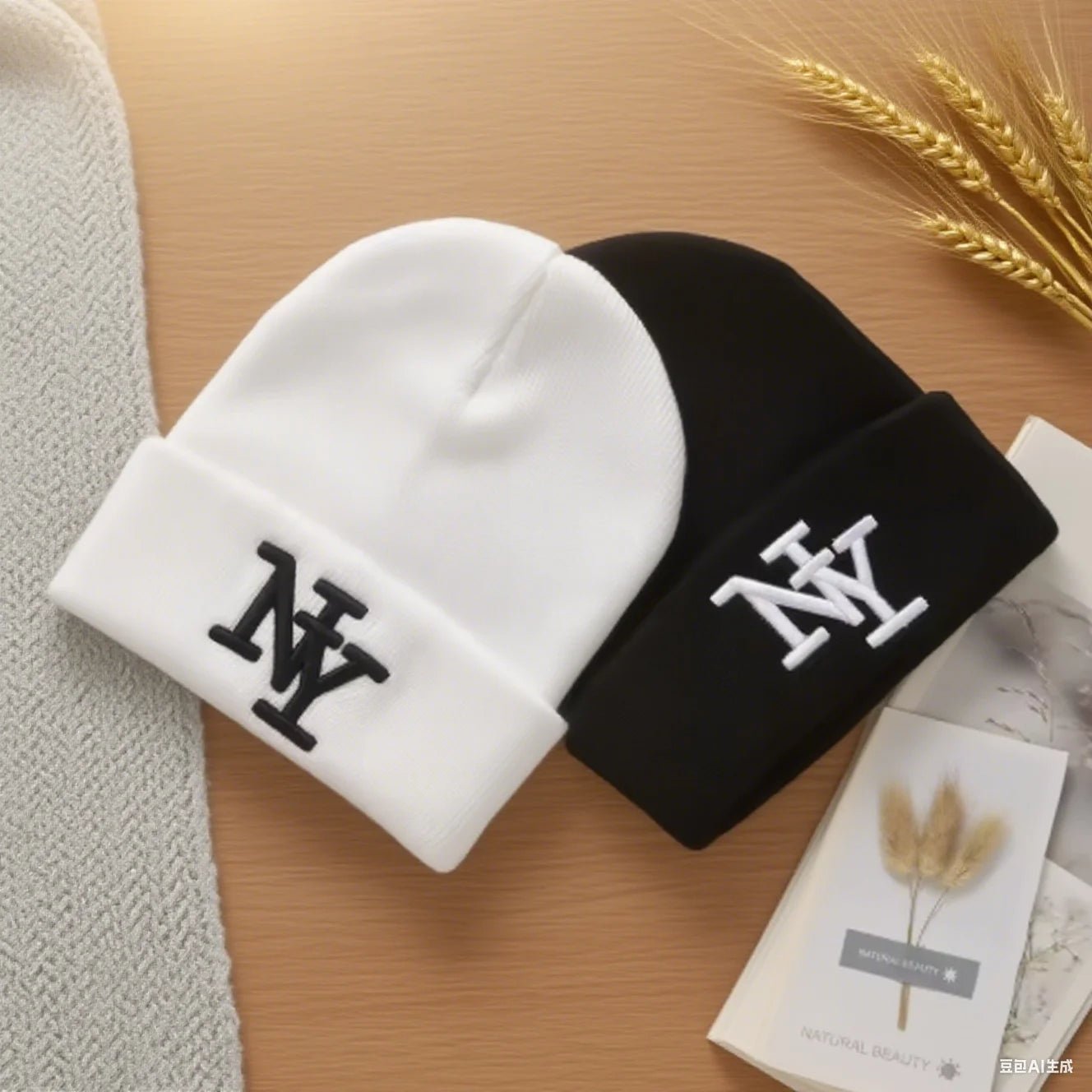 Winter Knitted Beanie Hat – 3D Embroidered Warm Beanie for Men & Women (1PC / 2PCS) - Merry & Cosy