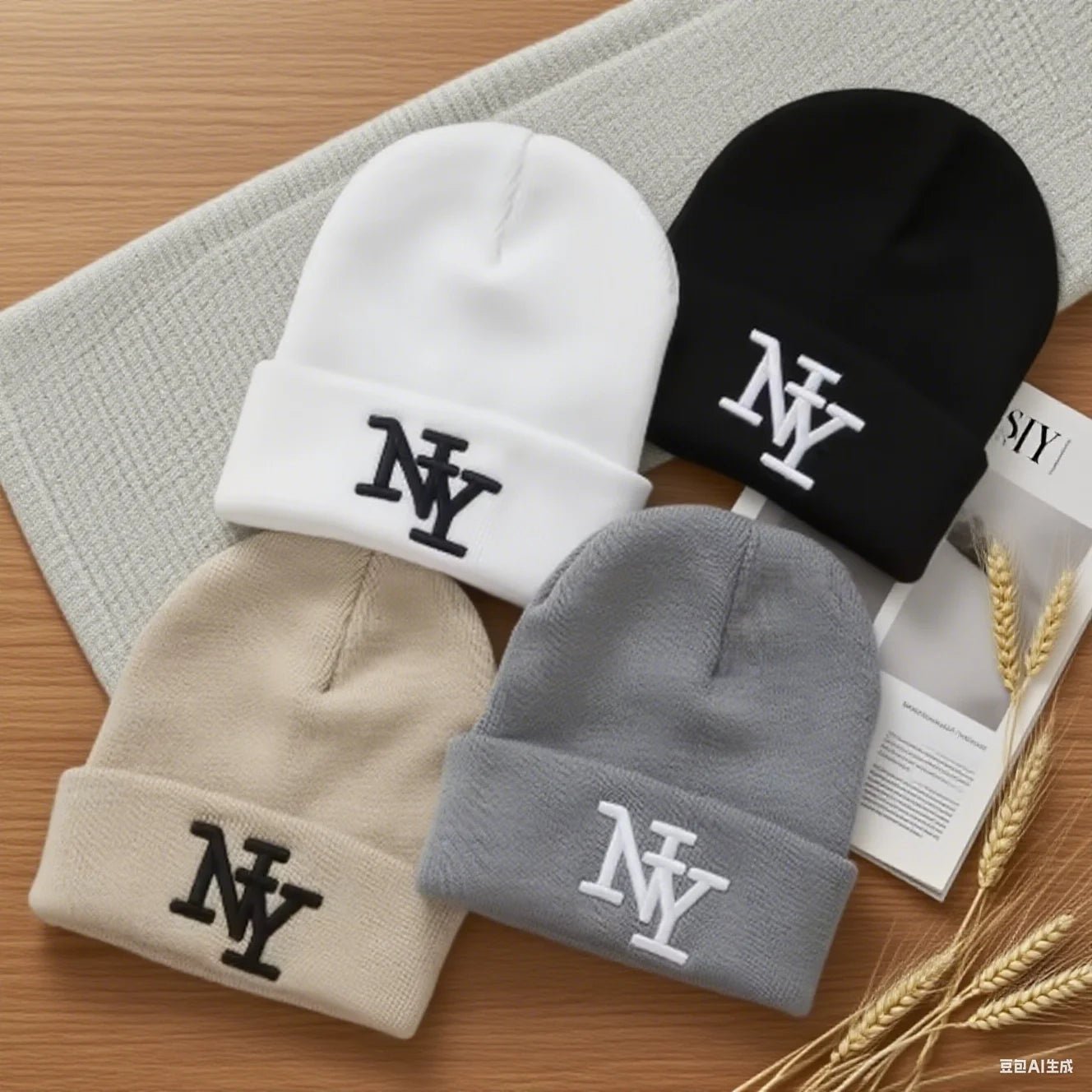 Winter Knitted Beanie Hat – 3D Embroidered Warm Beanie for Men & Women (1PC / 2PCS) - Merry & Cosy