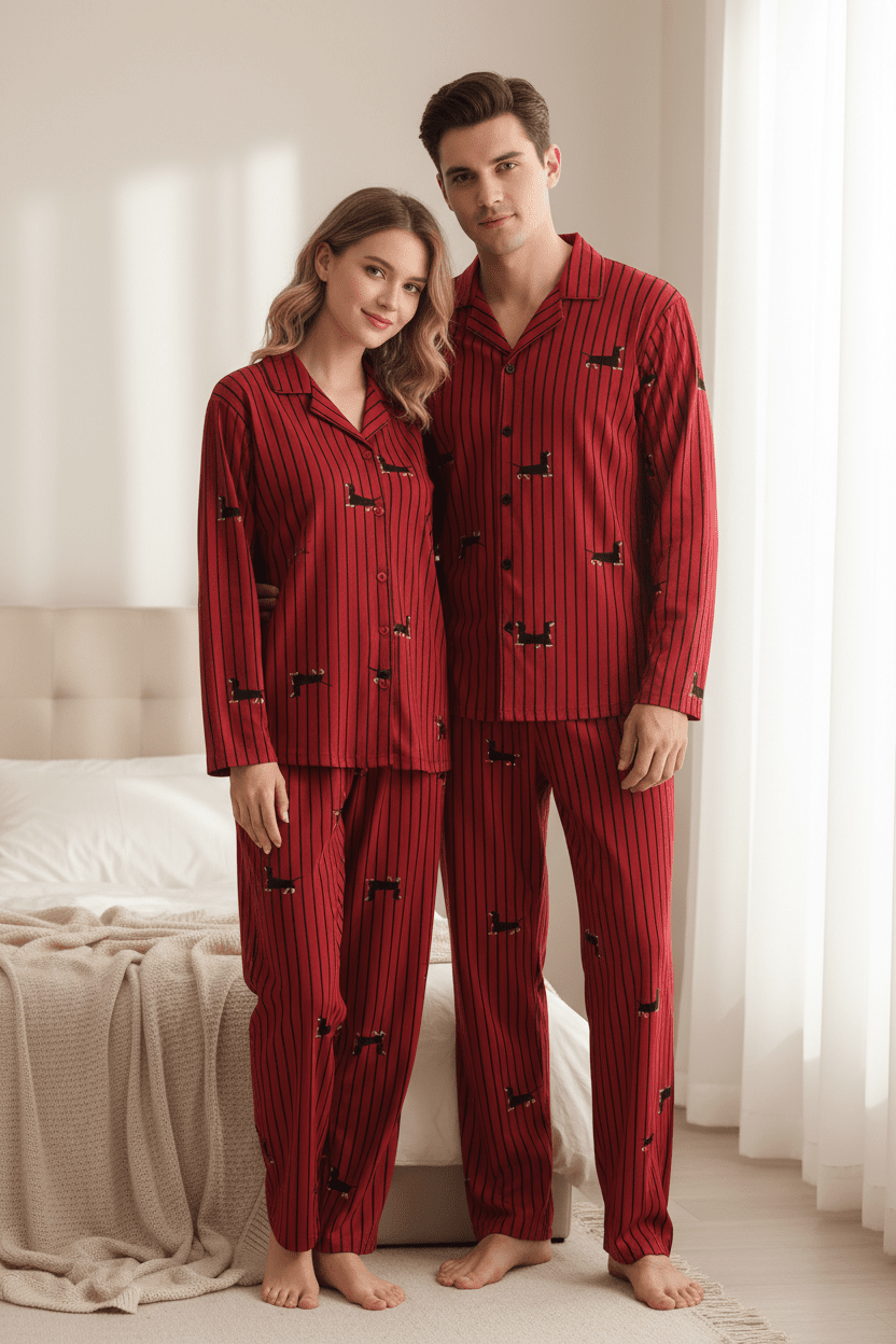 Women’s & Men’s 100% Cotton Pyjama Set - Merry & Cosy