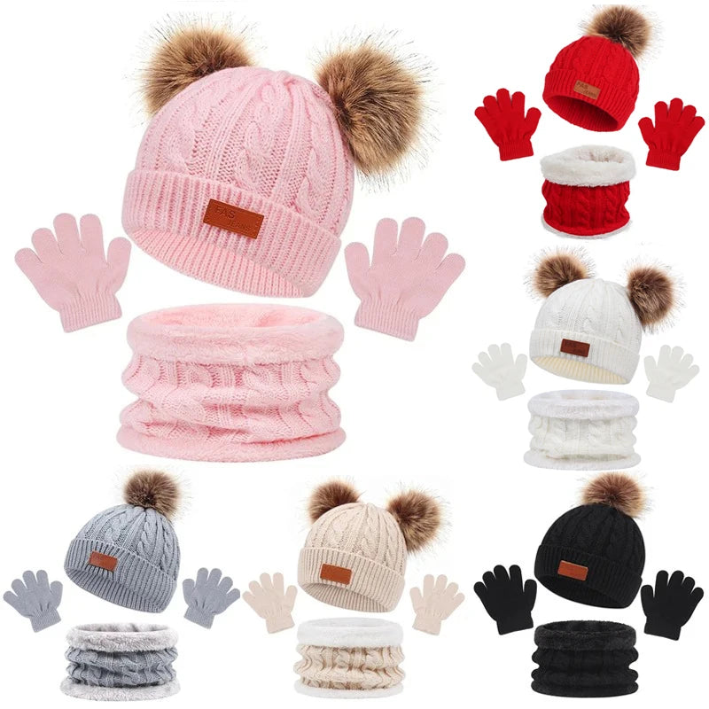 Warm Baby Winter Accessory Set – Furry Hat, Scarf & Mittens