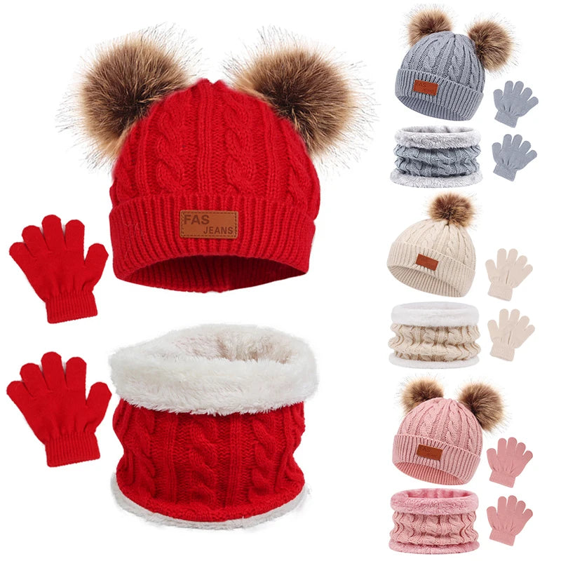 Warm Baby Winter Accessory Set – Furry Hat, Scarf & Mittens