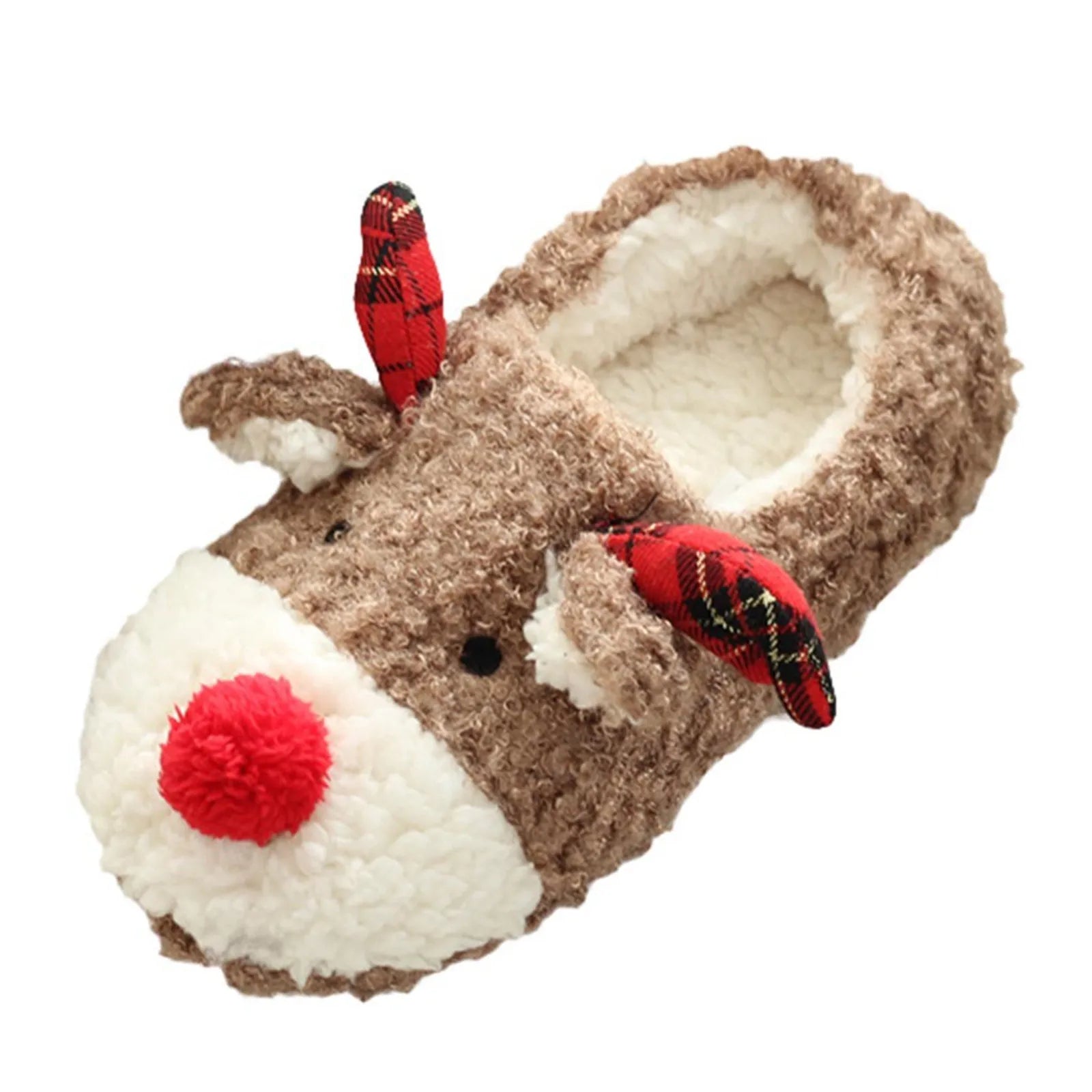 Festive Reindeer Plush Slippers