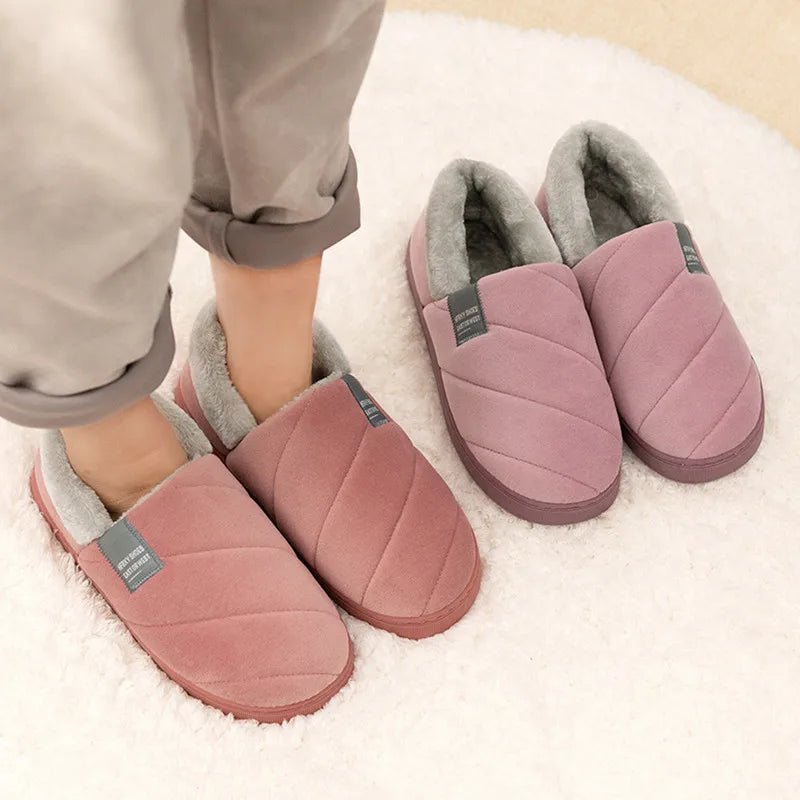Couples Winter Plush Slippers – Warm Furry Indoor Non - Slip House Shoes - Merry & Cosy