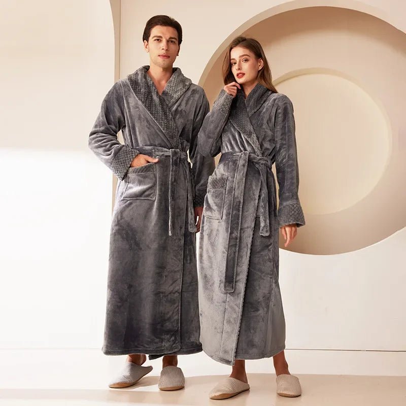 Cozy Plush Couples’ Robe – Oversized Coral Fleece Bathrobe - Merry & Cosy