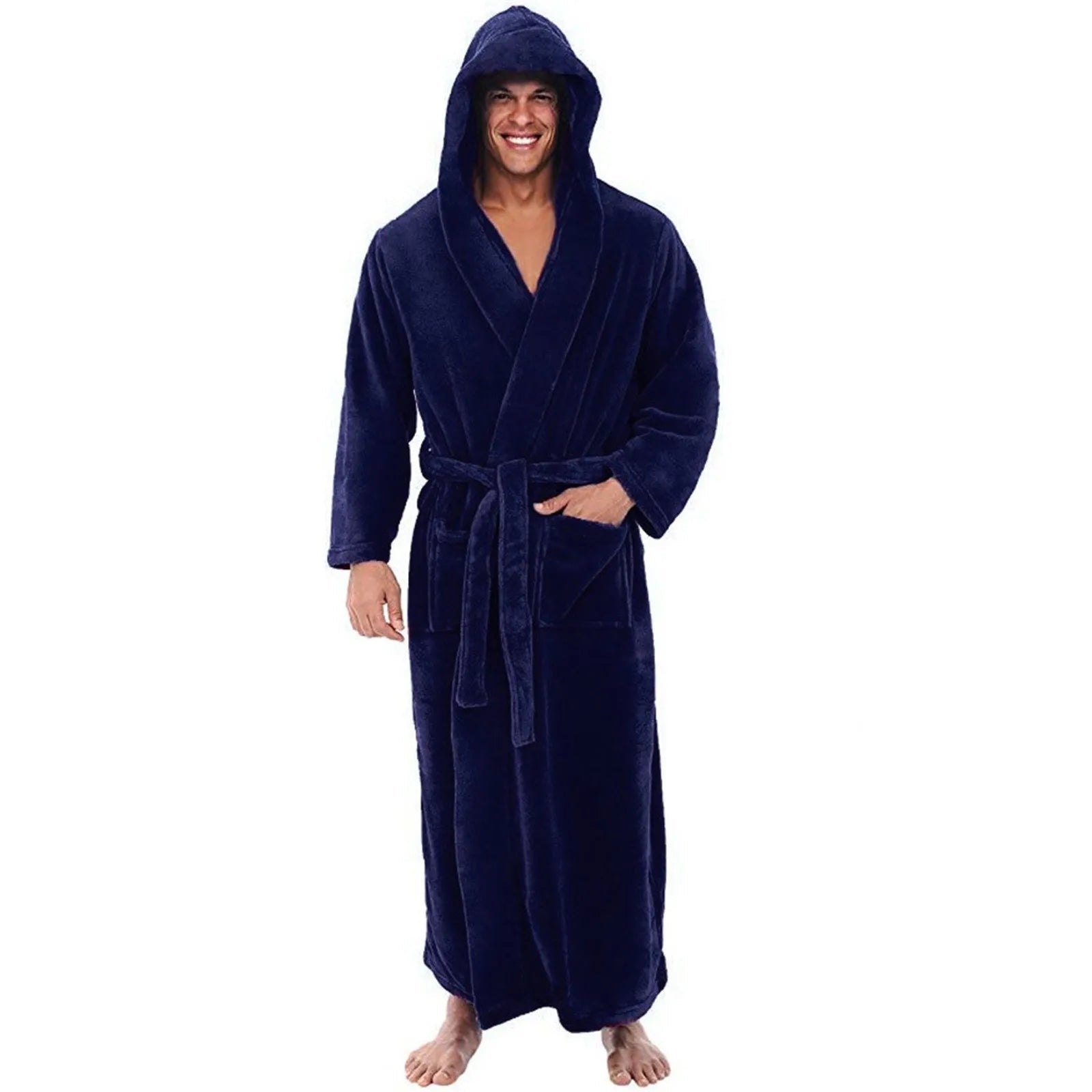 Cozy Plush Men’s Hooded Bathrobe – Long Winter Lounge Robe - Merry & Cosy