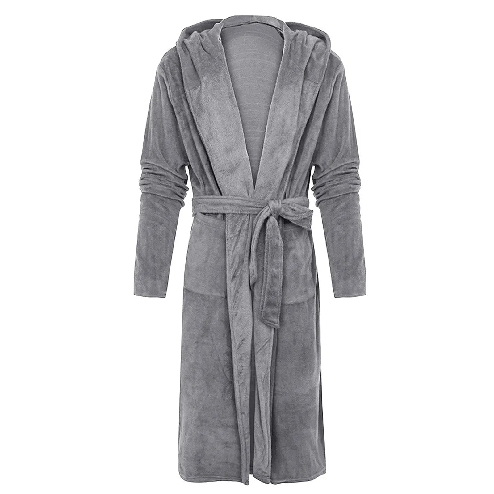 Cozy Plush Men’s Hooded Bathrobe – Long Winter Lounge Robe - Merry & Cosy
