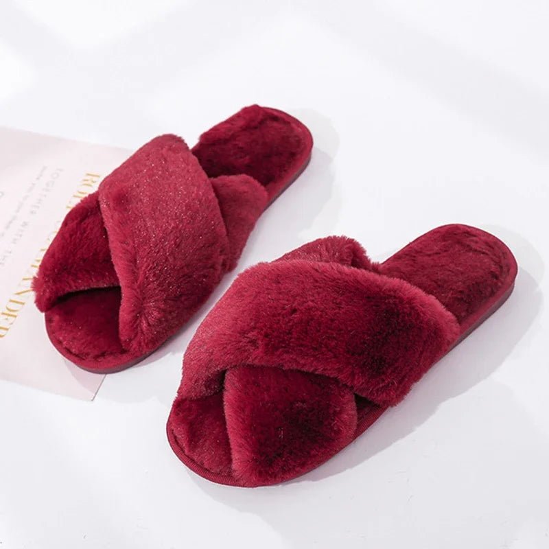 Cozy Plush Women’s Faux Fur Slippers – Winter Indoor Comfort Slides - Merry & Cosy