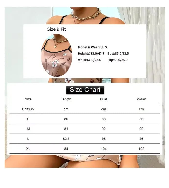 Elegant Floral Print Satin Nightgown - Merry & Cosy