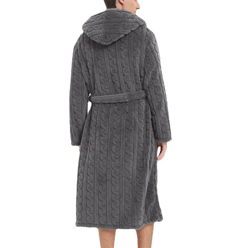 Men’s Hooded Fleece Dressing Gown - Merry & Cosy