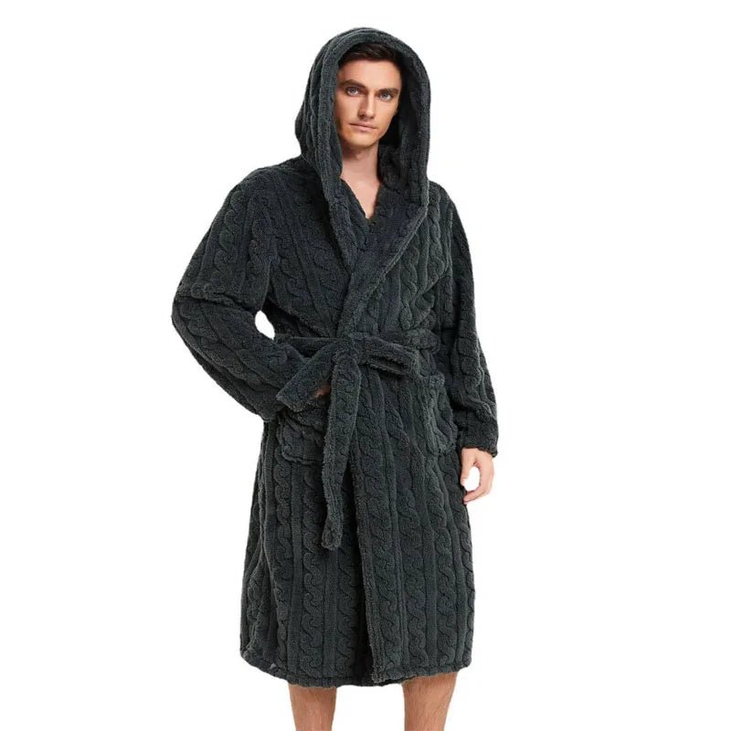 Men’s Hooded Fleece Dressing Gown - Merry & Cosy
