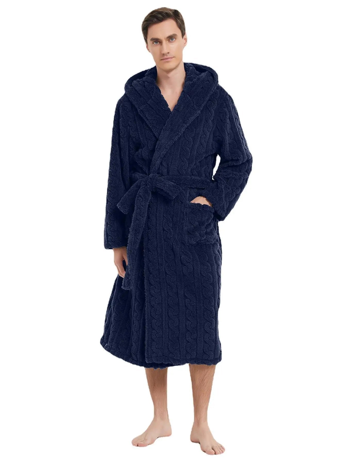 Men’s Hooded Fleece Dressing Gown - Merry & Cosy