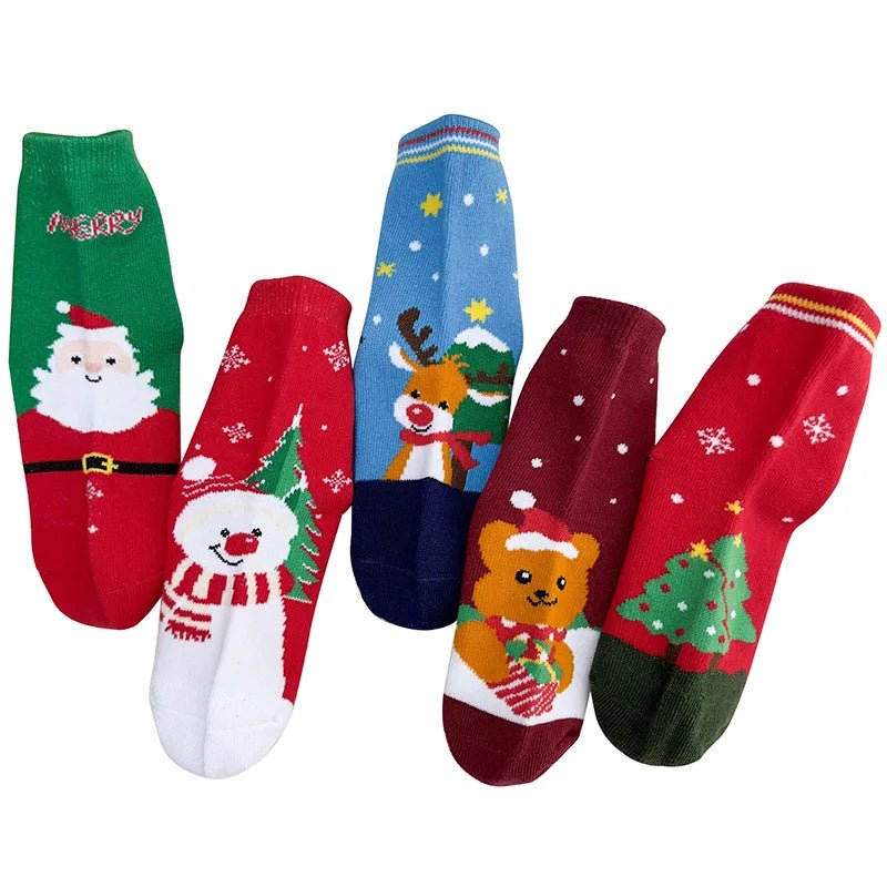 Merry Little Feet Kids Christmas Socks 5 Pairs - Merry & Cosy