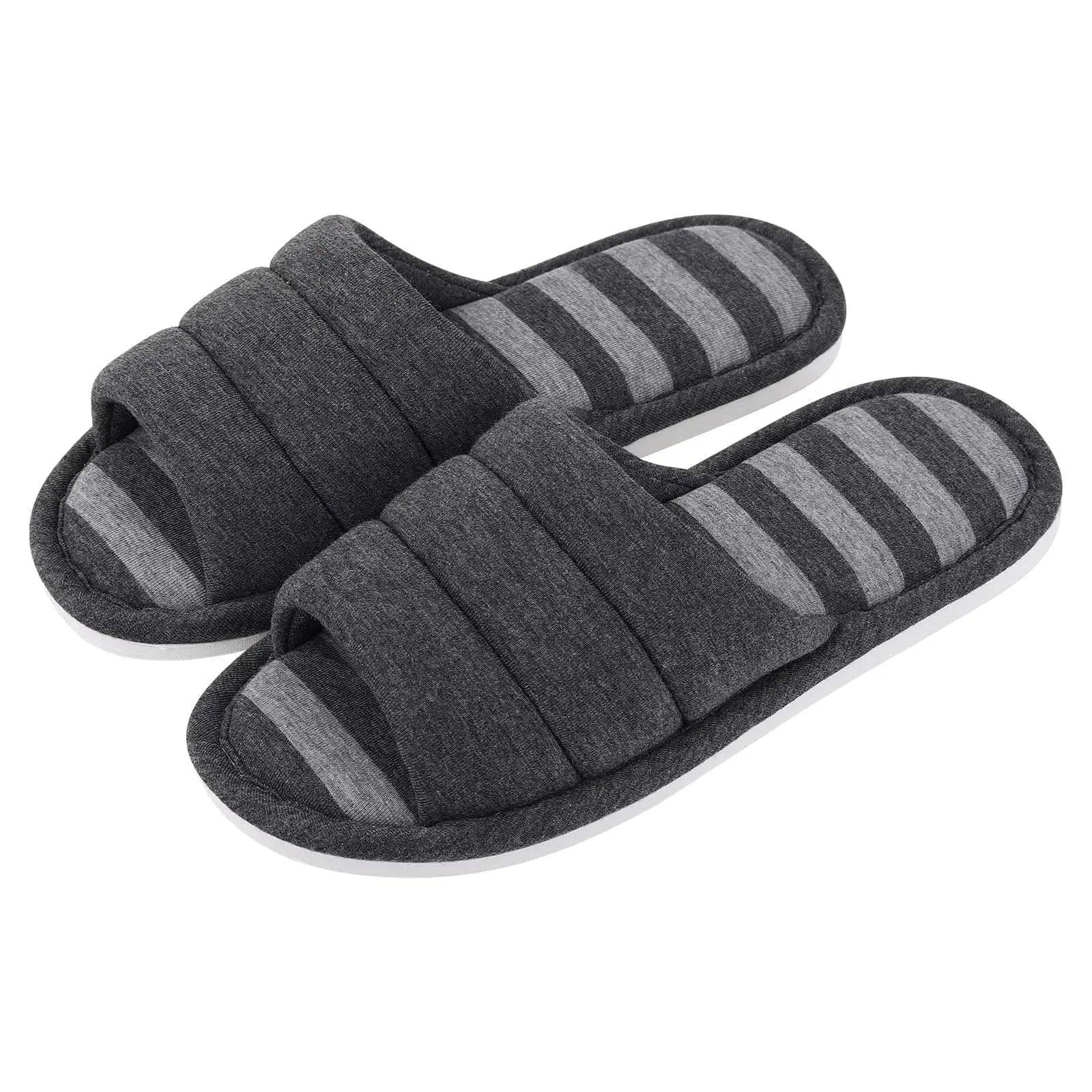 Open - Toe Memory Foam Slippers – Soft Indoor Cotton Slides for Women & Men - Merry & Cosy