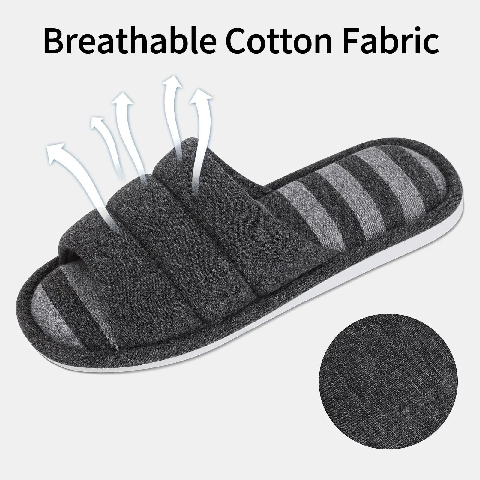 Open - Toe Memory Foam Slippers – Soft Indoor Cotton Slides for Women & Men - Merry & Cosy