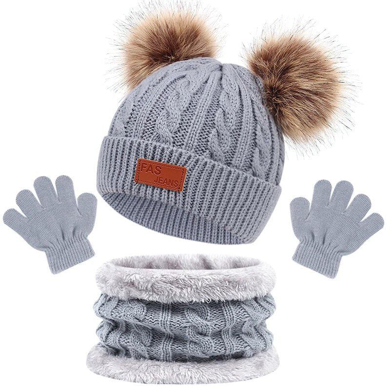 Warm Baby Winter Accessory Set – Furry Hat, Scarf & Mittens - Merry & Cosy
