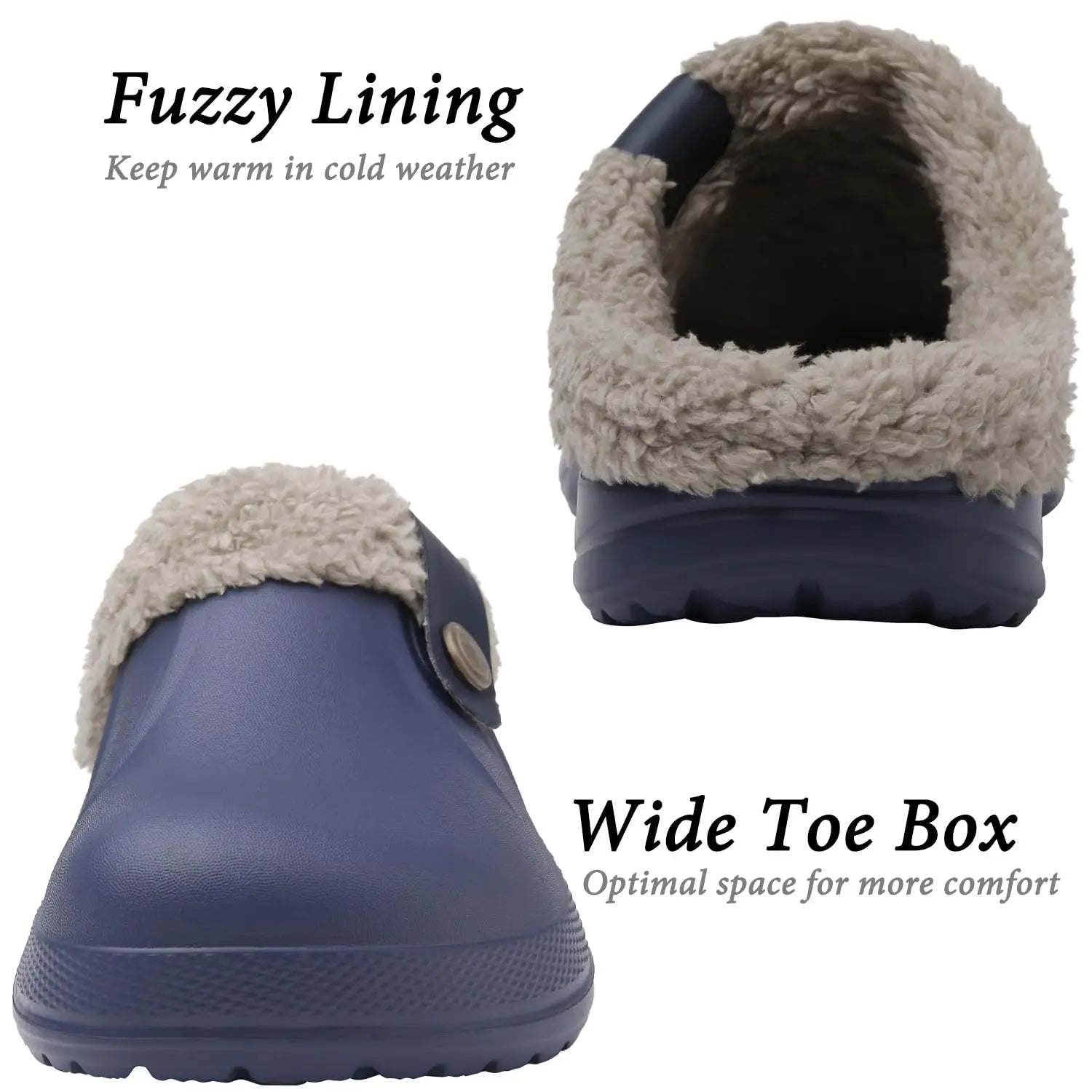 Waterproof Fur - Lined Slippers for Men & Women - Anti - Slip Indoor & Outdoor Winter Clogs - Merry & Cosy