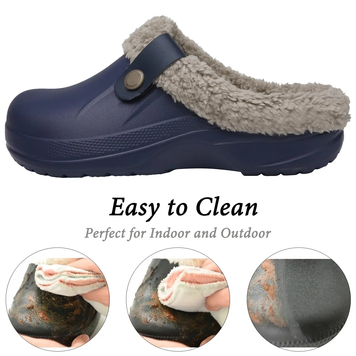 Waterproof Fur - Lined Slippers for Men & Women - Anti - Slip Indoor & Outdoor Winter Clogs - Merry & Cosy