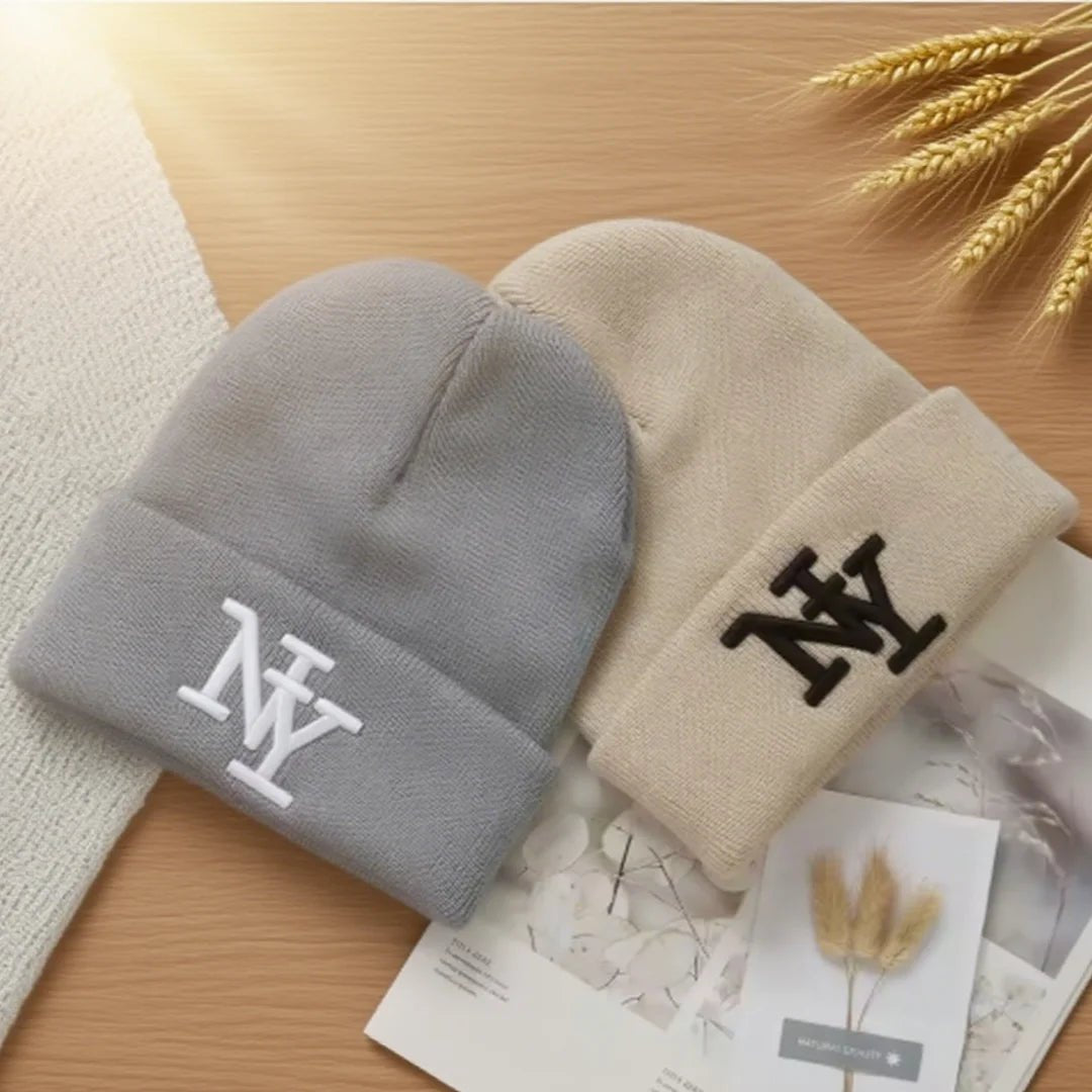 Winter Knitted Beanie Hat – 3D Embroidered Warm Beanie for Men & Women (1PC / 2PCS) - Merry & Cosy