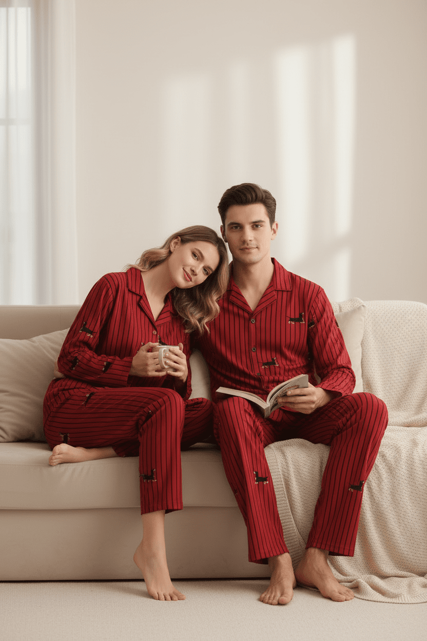 Women’s & Men’s 100% Cotton Pyjama Set - Merry & Cosy
